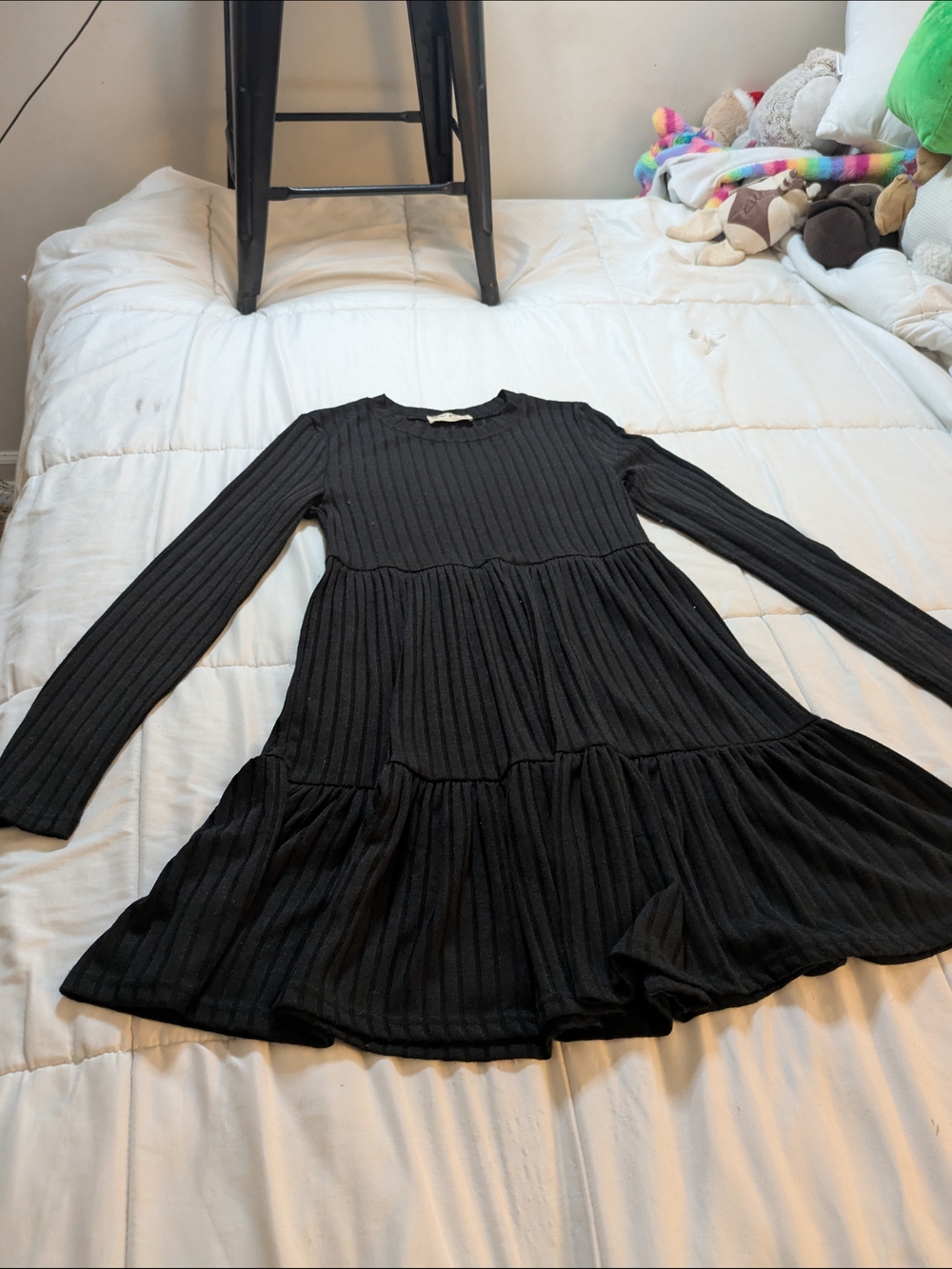 Long-Sleeve Tiered Knit Dress
